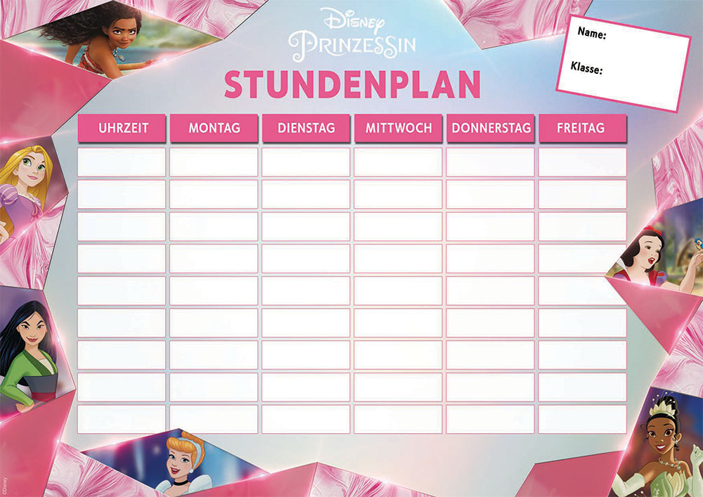 Stundenplan Disney Prinzessin